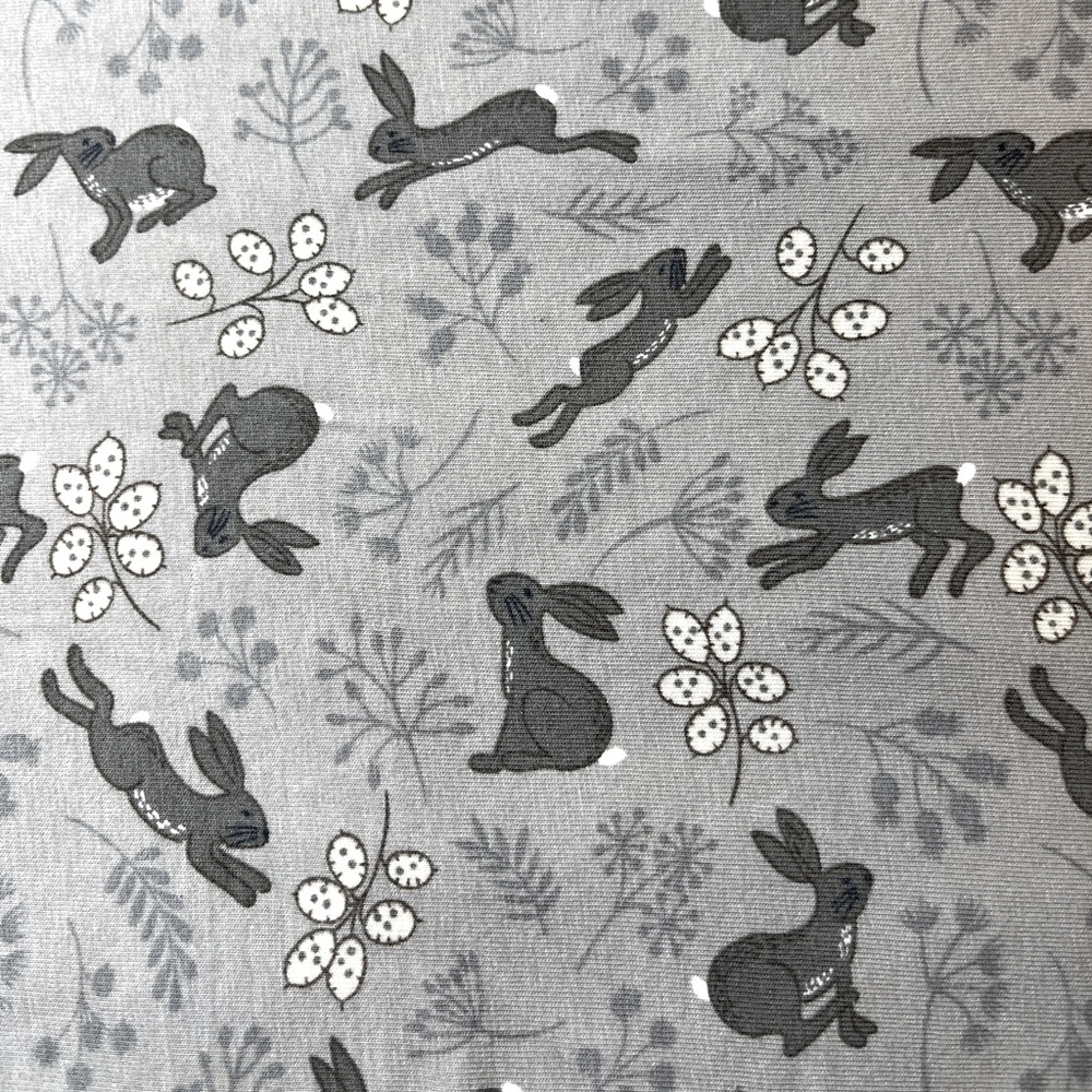Stretch Cotton, Jersey Knit, Lewis & Irene, Rabbits Bunnies Gray Tones 2 yards.